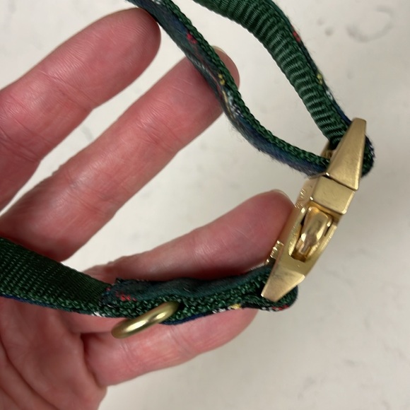 Holly Jolly Green Plaid Flannel Dog Collar Gold-tone Hardware Small-Medium - Picture 16 of 16